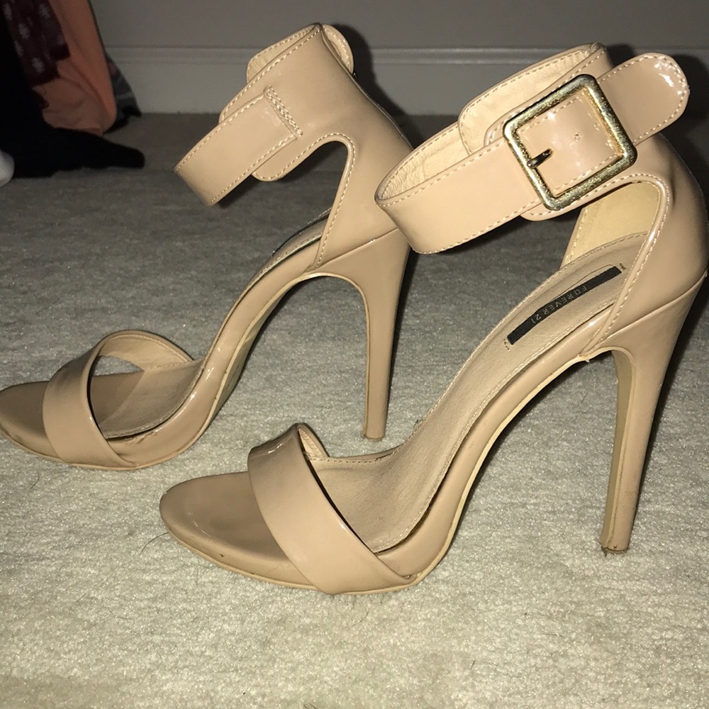 Forever 21 nude two strap heels. Size 7.
